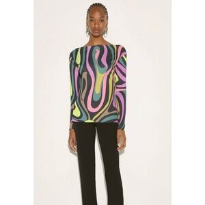 Emilio Pucci Women's marmo print multicolor Boat‎ Neck Top Silk size 2 $935